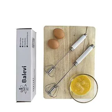 Balevi Stainless Steel Push Whisk for Easy Cooking Magic