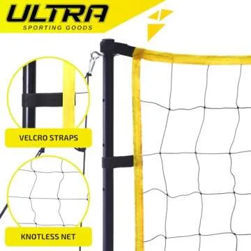 Volleyball Net Outdoor - Includes 32x3 Feet Regulation Size Net, 8.5-Inch PU Volleyball, Carrying Bag, Boundary Lines, Steel Poles & Pump - Volleyball Net for Backyard, Beach, or Pool