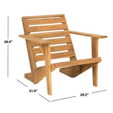 SAFAVIEH PAT6746A Outdoor Collection Lanty Teak Adirondack Side Chair