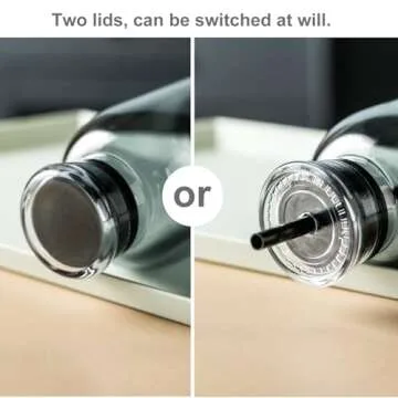 DNIENKGE Glass water bottle With Time Marker -24oz with 2 caps and straw,Reusable Glass Drinking Bottles，Suitable For Drinks, Juices, Sodas, Coke, As Gifts Etc (24oz)