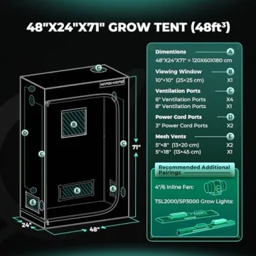 MARS HYDRO 4x2x6 Grow Tent for Hydroponics Indoor Plant Growing