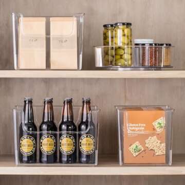 mDesign Clear Storage Box – Open Top Fridge Box for Food Storage Made of Plastic –Kitchen Storage Box for The Cupboard and Fridge – Set of 4 – Clear