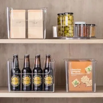 mDesign Clear Storage Box – Open Top Fridge Box for Food Storage Made of Plastic –Kitchen Storage Box for The Cupboard and Fridge – Set of 4 – Clear