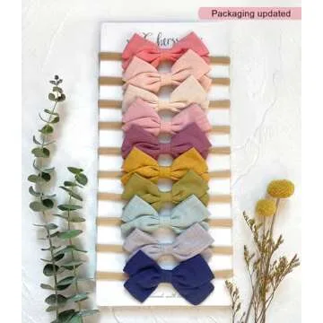 Cherssy Baby Girl Headbands and Hair Bows, 10pcs Stretchy Nylon Hairbands for Newborn, Infant, Toddlers