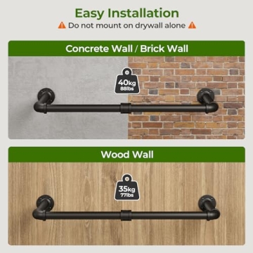 Greenstell Wall Mounted Clothes Rack - Industrial Style