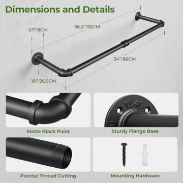 Greenstell Wall Mounted Clothes Rack - Industrial Style