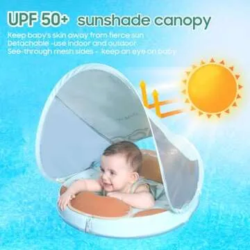 Mambobaby Baby Pool Float with Safety Canopy and Tail
