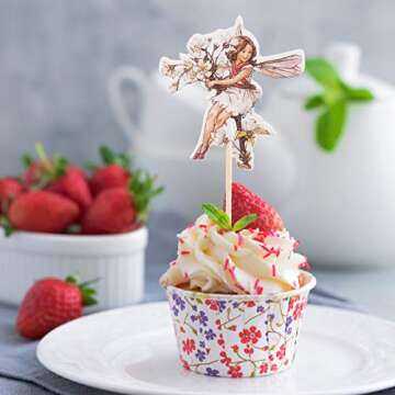 YunKo 24 Pcs Fairy Cupcake Toppers Fairy Cupcake Picks for Birthday Party Decorations