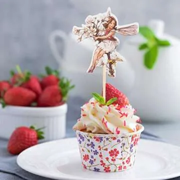 YunKo 24 Pcs Fairy Cupcake Toppers Fairy Cupcake Picks for Birthday Party Decorations
