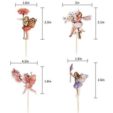 YunKo 24 Pcs Fairy Cupcake Toppers Fairy Cupcake Picks for Birthday Party Decorations