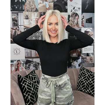 Zicozy 2 Pack Long Sleeve Shirts for Women Crew Neck Basic T Shirts Thermal Shirts Underscrubs Layer Tee Shirts Tops Black White