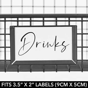 mDesign Slanted Metal Kitchen Food Storage Organizer Bin Basket with Label Slot for Cabinet, Countertop, Pantry - Holder Container for Produce, Fruit, Vegetable, Omaha Collection, 4 Pack, Matte Black