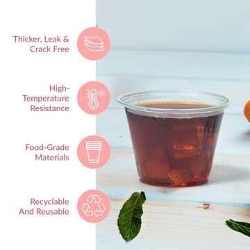 Prestee 200 Plastic Cups - 9 Oz Clear Disposable Cups, Plastic Drinking Glasses, Hard Plastic Cocktail Tumblers for Parties, Weddings, Slushie Cup for Events, Reusable Plastic Cups