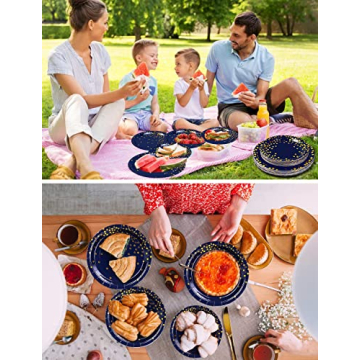 Nkaiso 141-Piece Navy Gold Party Supplies for Events