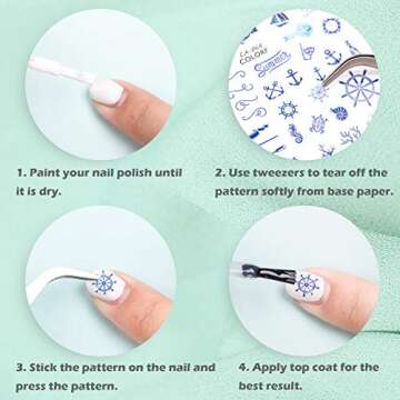 Whaline 1000+ Mixed Nail Art Stickers 3D Self-Adhesive Leaves Stickers Flamingo Cactus Fruits Ocean Leaves Decals for Women Girls Manicure DIY or Nail Salon, 12 Sheets