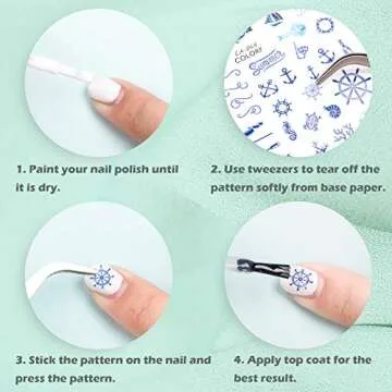 Whaline 1000+ Mixed Nail Art Stickers 3D Self-Adhesive Leaves Stickers Flamingo Cactus Fruits Ocean Leaves Decals for Women Girls Manicure DIY or Nail Salon, 12 Sheets