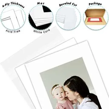 Golden State Art, Acid Free, Pack of 25 11x14 White Picture Mats Mattes with White Core Bevel Cut for 8x10 Photo + Backing + Bags