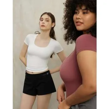 PUMIEY Short Sleeve T Shirts for Women Scoop Neck Top Basic Going Out Crop Tops Summer Slim Fit Tee Shirt Splashed White, X-Small