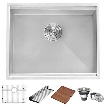 Ruvati 23" x 19" x 13" Deep Laundry Utility Sink, Workstation Laundry Sink- Undermount Laundry Utility Sink - 16 Gauge stainless steel Laundry Sink - RVU6320