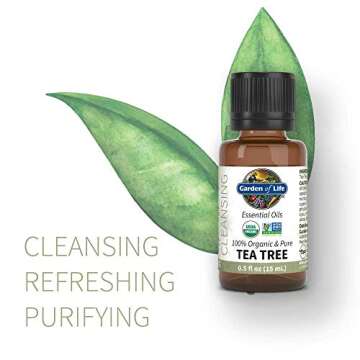 Garden of Life Essential Oil, Tea Tree 0.5 fl oz (15 mL), USDA Organic & Pure, Clean, Undiluted & No...