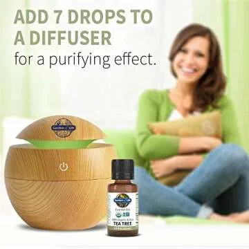 Garden of Life Essential Oil, Tea Tree 0.5 fl oz (15 mL), USDA Organic & Pure, Clean, Undiluted & Non-GMO - for Diffuser, Aromatherapy, Meditation - Cleansing, Refreshing, Purifying