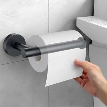 Kitsure Toilet Paper Holder Wall Mount - Sturdy Round Matte Black Toilet Paper Holder for Mega Roll,...