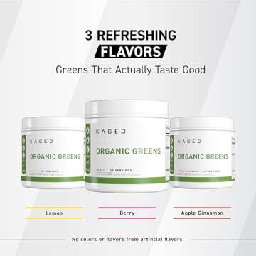 Kaged Organic Greens Superfood Powder | Outlive100 Berry | Supergreens | Apple Cider Vinegar | Ashwagandha | 30 Servings