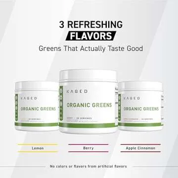 Kaged Organic Greens Superfood Powder | Outlive100 Berry | Supergreens | Apple Cider Vinegar | Ashwagandha | 30 Servings