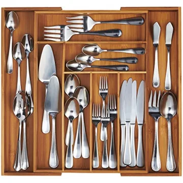 Expandable Bamboo Utensil Organizer for Efficient Storage