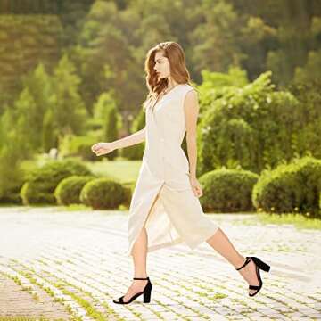 IDIFU Black Heels for Women Cookie-MI Block Heels 3 Inch Sandals Chunky Open Toe Heel Wedding Homecoming Dress Shoes for Women Brides Ladies(Black Nubuck, 9 B(M) US)