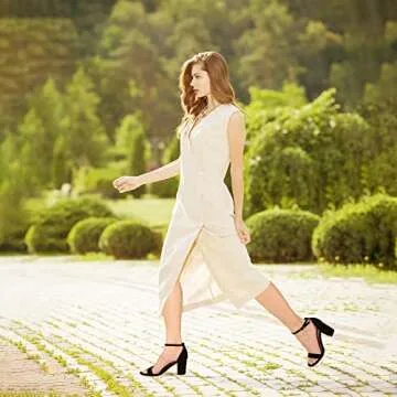 IDIFU Stylish Black Heels for Women - 3 Inch Chunky Sandals