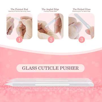 Nail File Glass Nail Buffer - 3PCS Crystal Nano Nail File and Cuticle Trimmer Double Sided Manicure Pedicure Tools Nail Kit for Women Men Acrylic Natural Nail