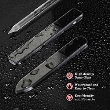Nail File Glass Nail Buffer - 3PCS Crystal Nano Nail File and Cuticle Trimmer Double Sided Manicure Pedicure Tools Nail Kit for Women Men Acrylic Natural Nail