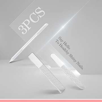 Nail File Glass Nail Buffer - 3PCS Crystal Nano Nail File and Cuticle Trimmer Double Sided Manicure Pedicure Tools Nail Kit for Women Men Acrylic Natural Nail