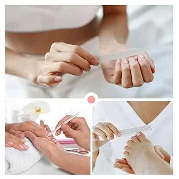Nail File Glass Nail Buffer - 3PCS Crystal Nano Nail File and Cuticle Trimmer Double Sided Manicure Pedicure Tools Nail Kit for Women Men Acrylic Natural Nail