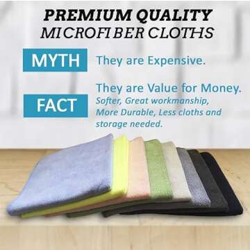 VibraWipe Microfiber Cleaning Cloth, Large Size 14.2 x 14.2 inches, 8-Pack, Thick and Large All Purpose Cleaning Towel, Microfiber Cloth, Cars, Glass, Window, Machine Washable, Lint-Free