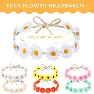 Groovy Retro Flower Sunglasses Headbands Party Favors Daisy Flower Costume Accessories Set 60s 70s P...