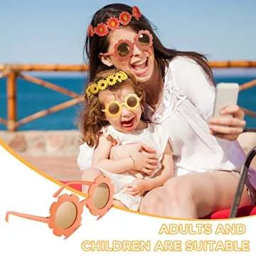 Colorful Retro Flower Sunglasses and Headbands Set