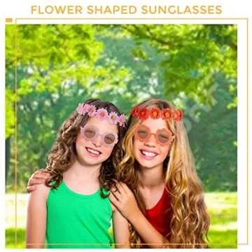 Colorful Retro Flower Sunglasses and Headbands Set