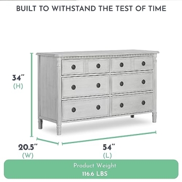 Evolur Julienne 6 Double Dresser in Antique Grey Mist