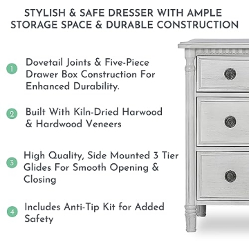 Evolur Julienne 6 Double Dresser in Antique Grey Mist