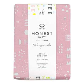 HonestBaby Premium Fitted Crib Sheets - 100% Organic Cotton, Pattern Play Pink, Unisex Designs
