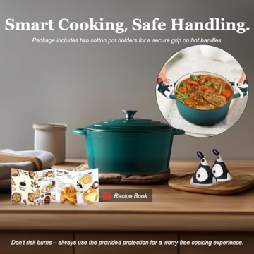 Overmont Enameled Cast Iron Dutch Oven 5.5QT with Lid