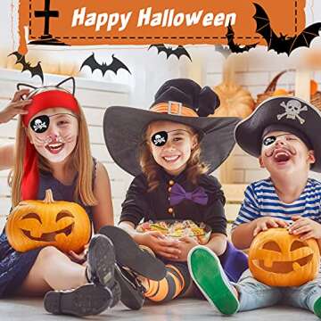 Frienda 6 Pcs Pirate Party Favor Supplies Include 3 Tie Headband Pirate Head Bandana 3 Black Pirate Eye Patches Halloween(Red)