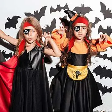 Frienda 6 Pcs Pirate Party Favor Supplies Include 3 Tie Headband Pirate Head Bandana 3 Black Pirate Eye Patches Halloween(Red)