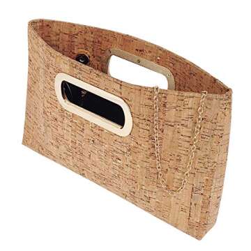 Cork Top Handle Clutch, Gold