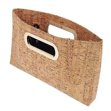 Cork Top Handle Clutch, Gold