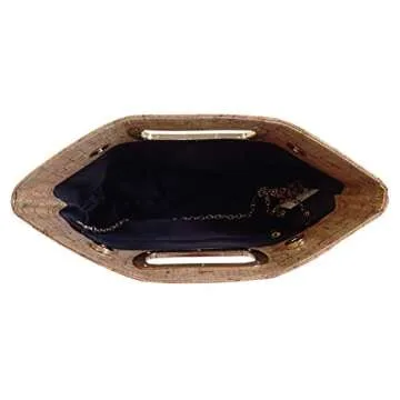Cork Top Handle Clutch, Gold