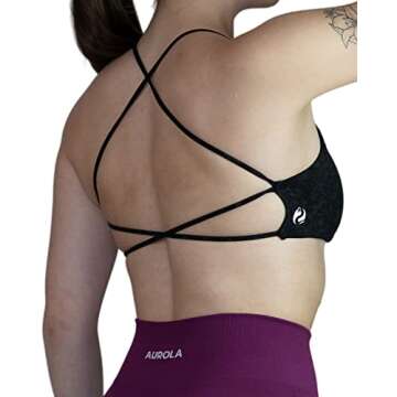 AUROLA Women Workout Sports Bras Backless Strappy Criss Cross Light Support Athletic Bra Gym Fitness...