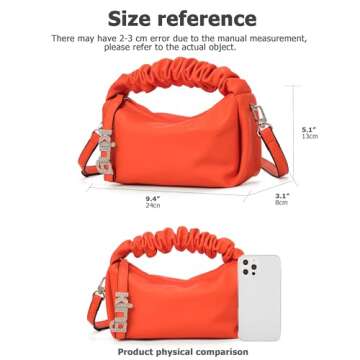 KingTo Small Shoulder Handbag for Women, Soft Designer Cloud Pouch Bag Lightweight Crossbody Clutch Purse